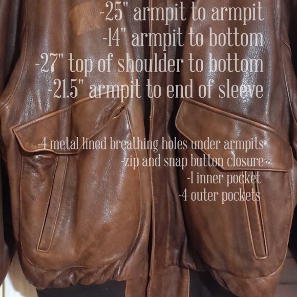 Vintage Men's  Brown Leather Flight Jacket Rugged New Zealand Outback   XL - Picture 5 of 10